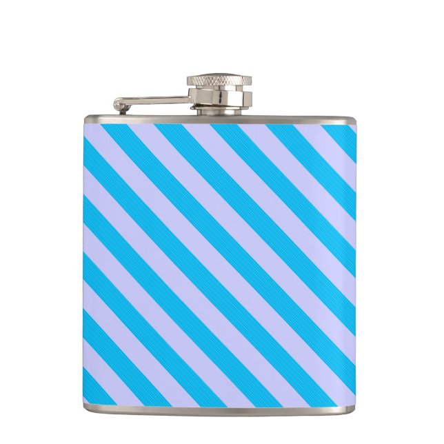 Cute blue stripes patterns hip flask (Front)