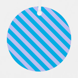 Cute blue stripes patterns metal ornament