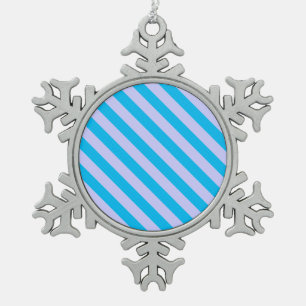 Cute blue stripes patterns snowflake pewter christmas ornament
