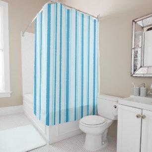 Cute Blue Stripes Shower Curtain