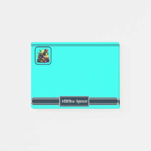 Cute Blue T-Rex Riding Monster Truck Dinosaur Name Post-it Notes