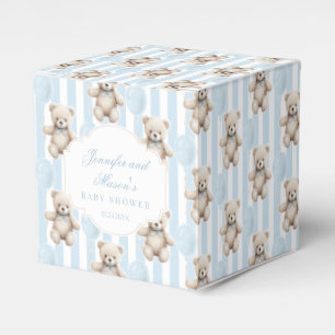 Cute blue teddy bear baby boy shower favor box