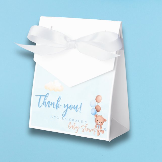 Cute Blue Teddy Bear Baby Shower  Favor Box (Creator Uploaded)