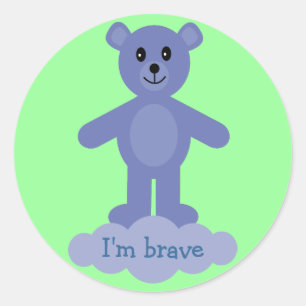 Cute Blue Teddy Bear I'm Brave Reward Stickers