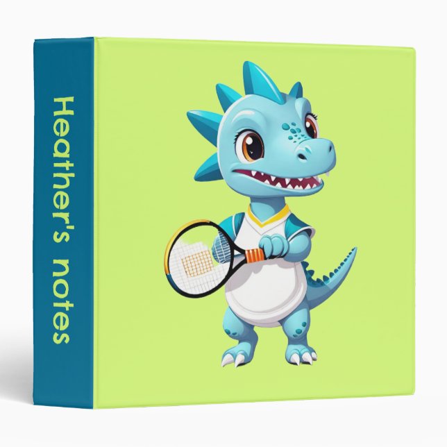 Cute blue tennis dinosaur binder (Front/Spine)
