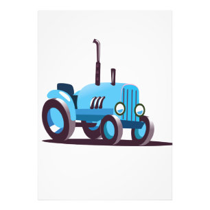 Cute Blue Tractor Photo Print