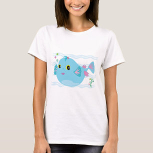 Cute Blue Tropical Fish Pink Fins T-Shirt