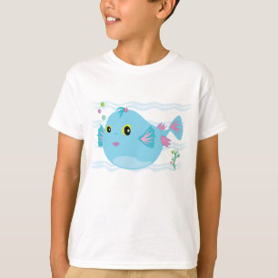 Cute Blue Tropical Fish Pink Fins T-Shirt