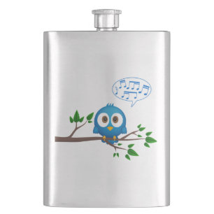 Cute blue twitter bird cartoon hip flask