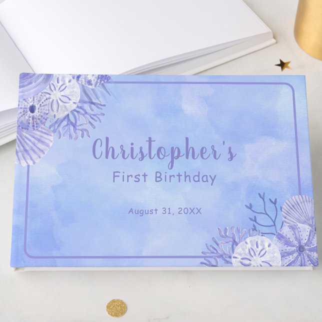 Cute Blue Under The Sea Boy's First Birthday  Guest Book (Creator Uploaded)