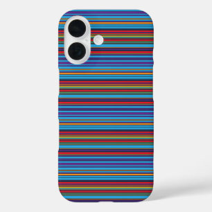 Cute blue violet stripes iPhone 16 case