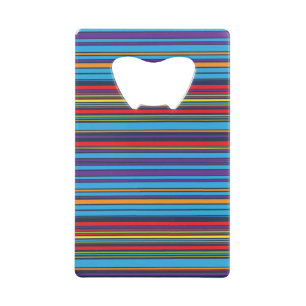 Cute blue violet stripes credit card bottle opener