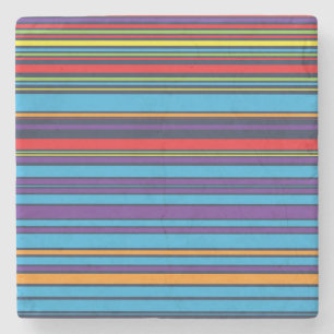 Cute blue violet stripes stone coaster
