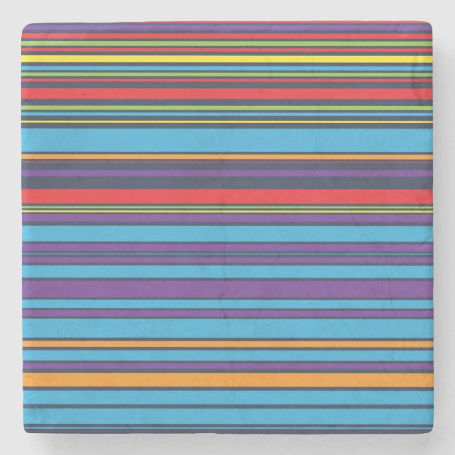 Cute blue violet stripes stone coaster (Front)