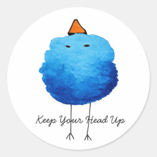 Cute Blue Watercolor Bird Sticker
