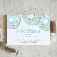 Cute Blue Watercolor Doughnuts Boy Baby Sprinkle