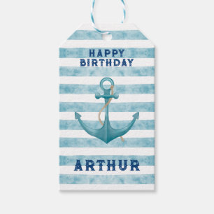 Cute Blue Watercolour Nautical Sailor Anchor Gift Tags