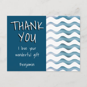 Cute Blue Wave Boy Thank you Birthday   Postcard