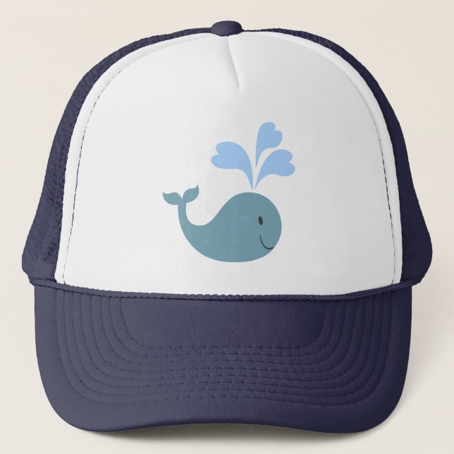 Cute Blue Whale Graphic Trucker Hat (Front)