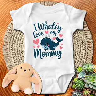 Cute Blue Whale I Whaley Love My Mommy Baby Bodysuit