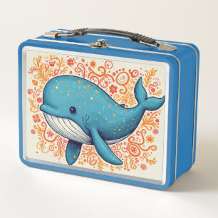 Cute Blue Whale Kid's Metal Lunch Box