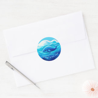 Cute Blue Whale, personalized Classic Round Sticker