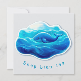 Cute Blue Whale, personalized Invitation