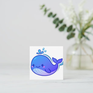Cute Blue Whale Sticker Square Business Card