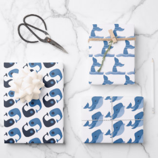 Cute Blue Whale Wrapping Paper Sheet