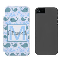 Cute Blue Whales Pattern Monogram