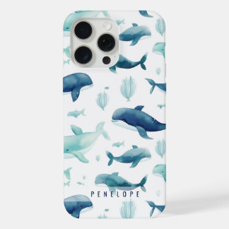 Cute blue whales personalized iPhone case