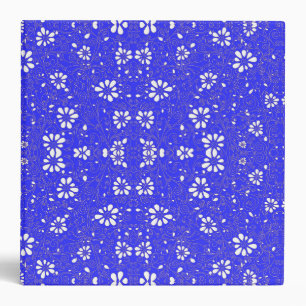 Cute blue white classic flowers pattern binder