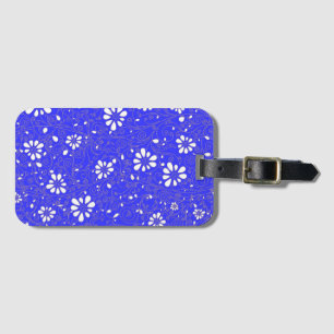 Cute blue white classic flowers pattern luggage tag
