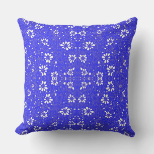 Cute blue white classic flowers pattern throw pillow