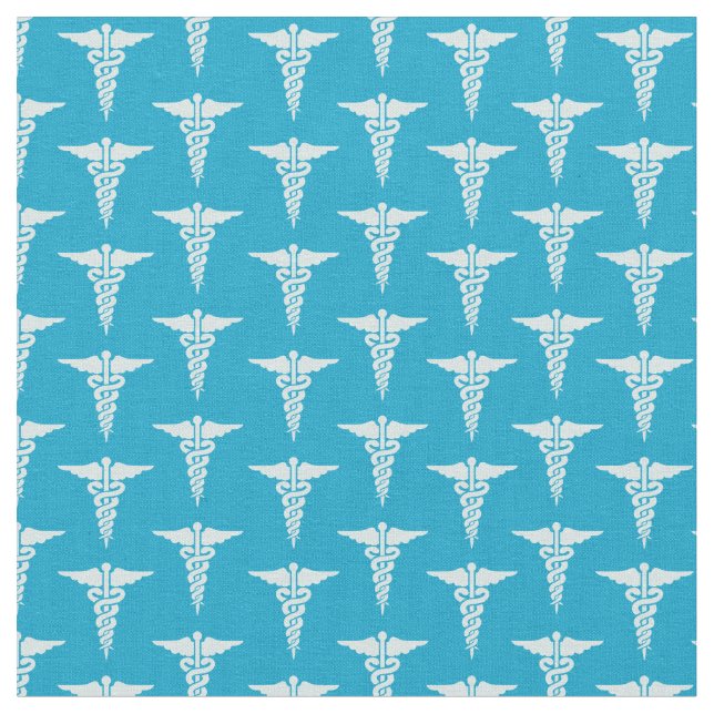 Cute blue white nurse pattern work material fabric (Close Up)
