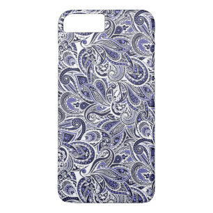 Cute blue white paisley patterns design Case-Mate iPhone case