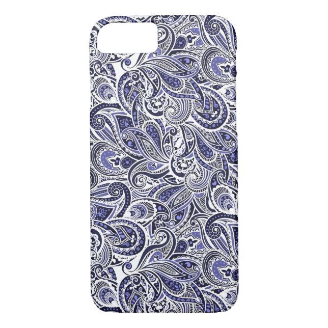 Cute blue white paisley patterns design Case-Mate iPhone case (Back)