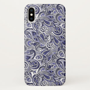 Cute blue white paisley patterns design Case-Mate iPhone case
