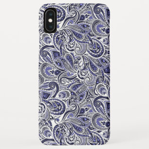 Cute blue white paisley patterns design iPhone XS max case