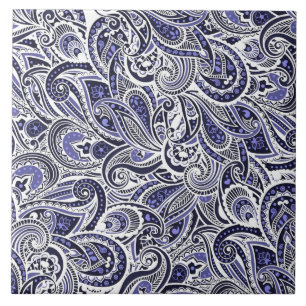 Cute blue white paisley patterns design tile