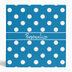 Cute Blue White Polka Dot Design Personalized Binder