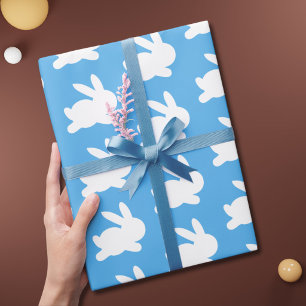 Cute Blue White Rabbit Pattern Wrapping Paper