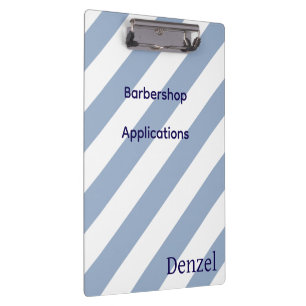 Cute Blue & White Stripe Barbershop Clipboard 