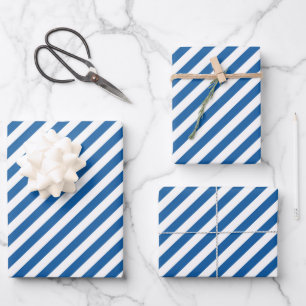 Cute blue white stripe pattern tiled wrapping paper sheet