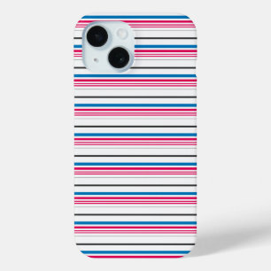 Cute blue white stripes iPhone 15 case