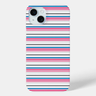 Cute blue white stripes iPhone 15 mini case