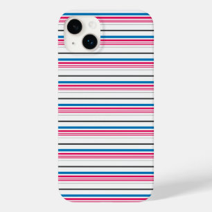 Cute blue white stripes Case-Mate iPhone 14 plus case