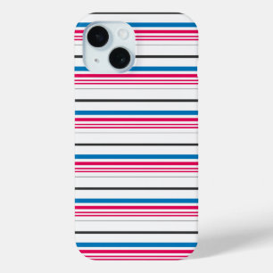 Cute blue white stripes iPhone 15 case