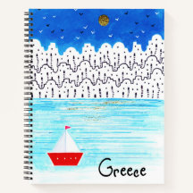 CUTE BLUE & WHITE WATERCOLOR GREECE