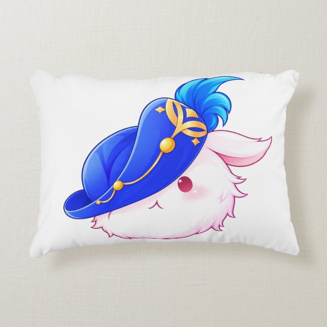 Cute Blue Wizard Bunny Sticker Accent Pillow (Front)